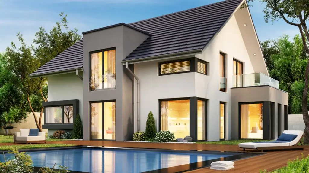 Modern house with pool, perfect for pressure washing in Western MA.