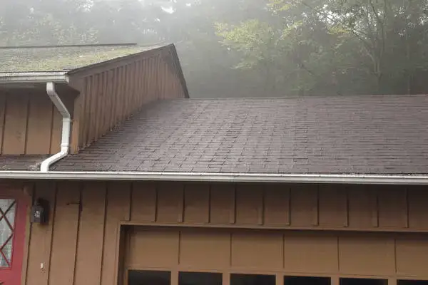 Heavy lichen on roof removed after cleaning